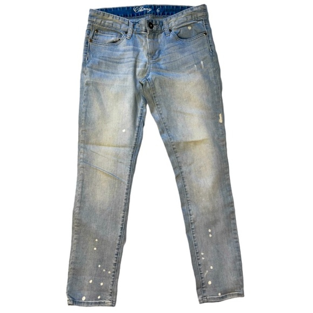 Tommy Hilfiger Skinny Straight Leg paint Splatter Jeans Light Wash Denim Size 6